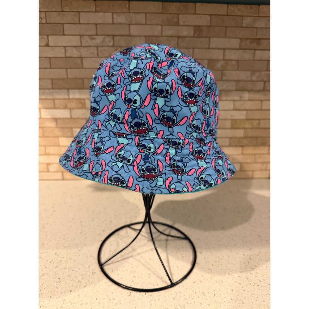 Disney Lilo & Stitch All Over Print Bucket Hat Blue Cartoon Sun Cap